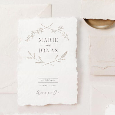 Hochzeitseinladung Vintage Beige