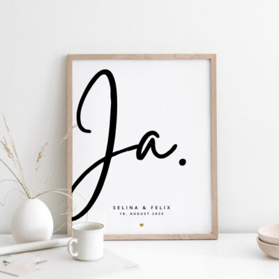 Hochzeitsposter Ja Handschrift