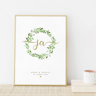 Ja Poster Hochzeit Greenery