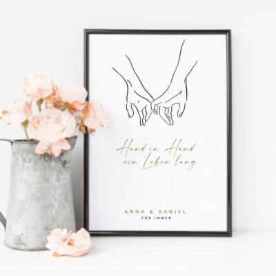 Poster Hand in Hand Hochzeit