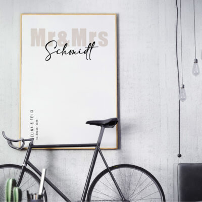 Poster-Hochzeit Nachname Mr Mrs