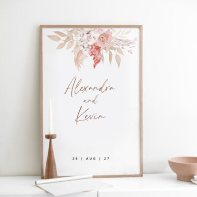Poster Hochzeit Boho Pampas