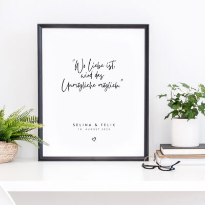 Poster Hochzeit Zitat personalisiert