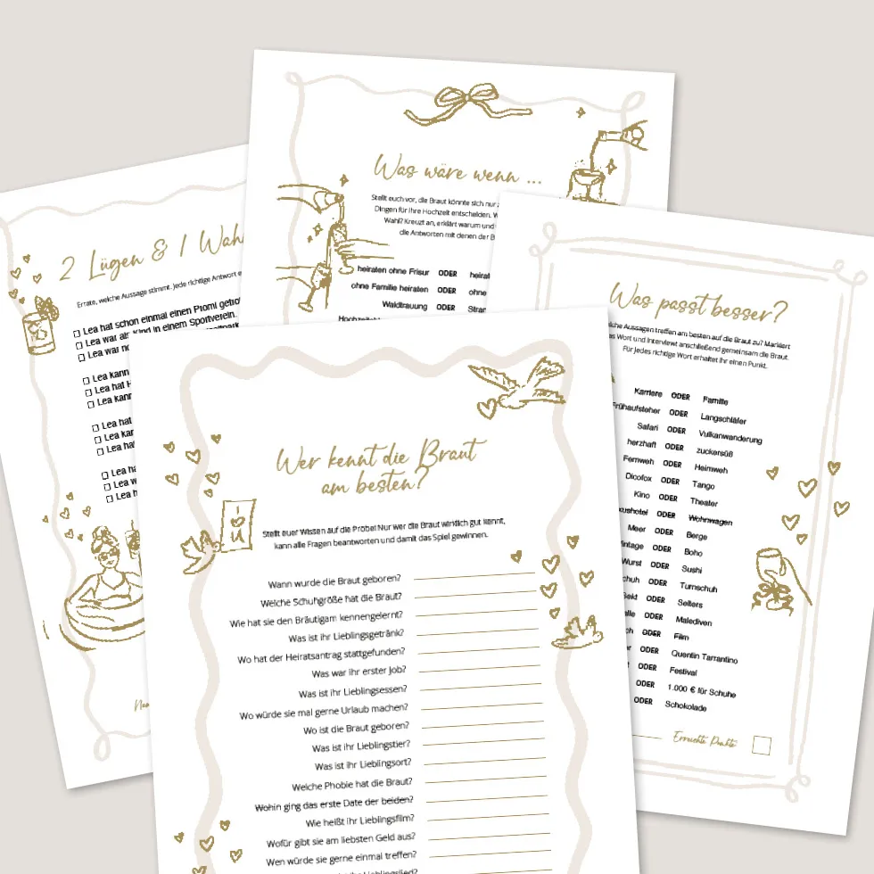 Wie gut kennst Du die Braut Spiel Hochzeit JGA