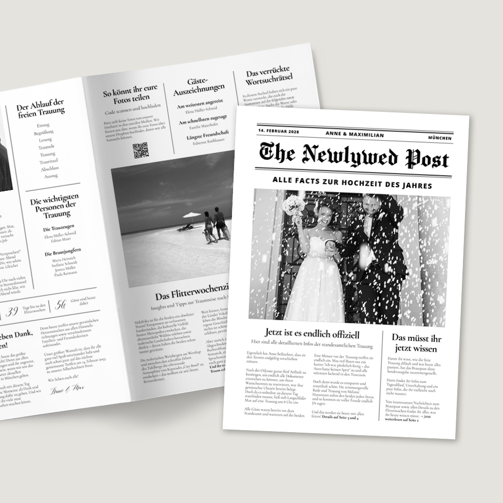 Hochzeitszeitung Tageszeitung Hochzeitszeitung Tageszeitung