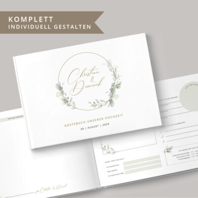 Gästebuch Hochzeit zum Ausfüllen mit Fragen Eukalyptus