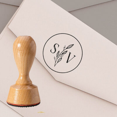 Stempel Hochzeit Initialen Blumenzweig