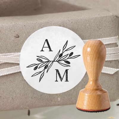 Stempel Hochzeit Olivenzweig Initialen