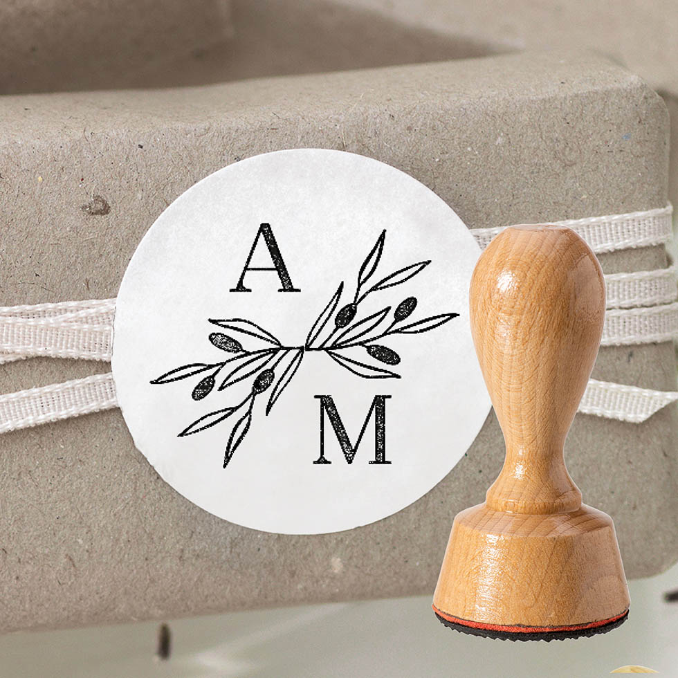 Stempel Hochzeit Olivenzweig & Namen Stempel Hochzeit Olivenzweig Initialen