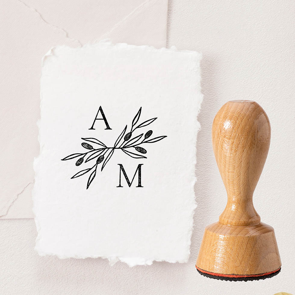 Stempel Hochzeit Olivenzweig & Namen Stempel Hochzeit Olivenzweig Namen