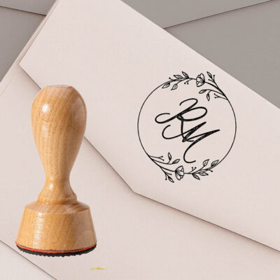 Stempel Hochzeit romantisch Initialen Blumen
