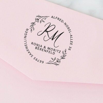 Adressstempel Blumen rund