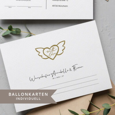 Ballonflugkarten Flügel Herz