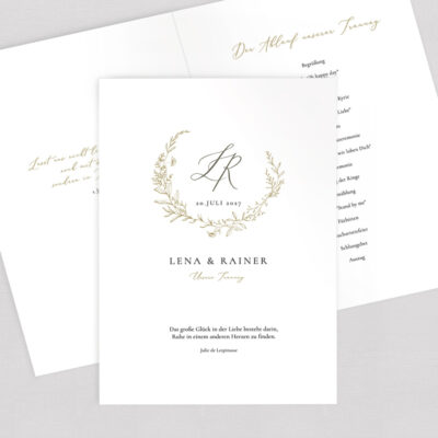 Kirchenheft elegant Initialen Hochzeit