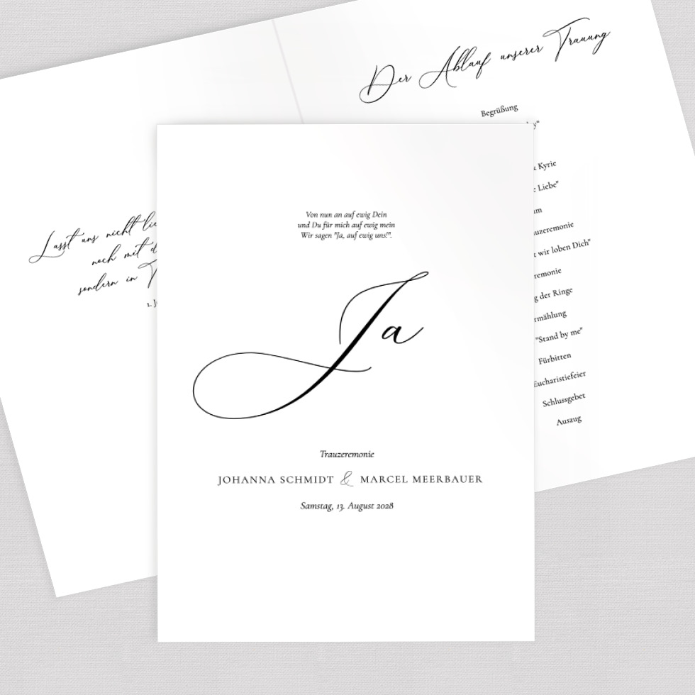 Kirchenheft Umschlag “Kalligraphie” Kirchenheft Hochzeit Kalligraphie Trauung