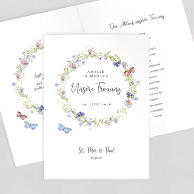 Kirchenheft Umschlag Schmetterlinge Kranz