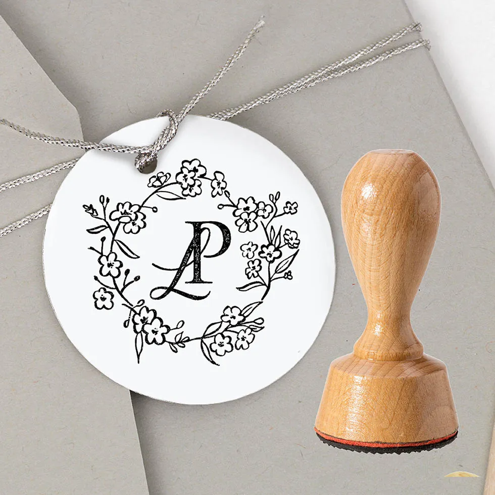 Stempel Hochzeit Initial Einladung elegant