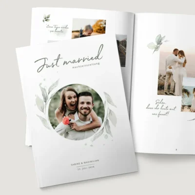 Hochzeitszeitung gestalten Eukalyptus