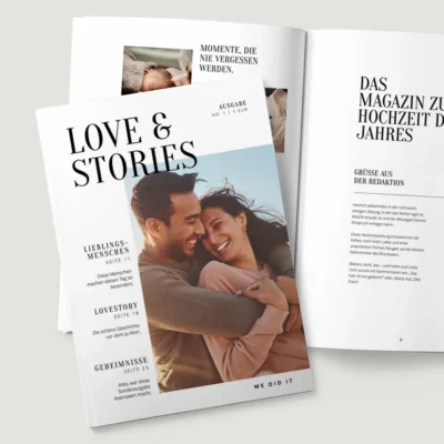 Hochzeitszeitung Love Story gestalten Vorlage