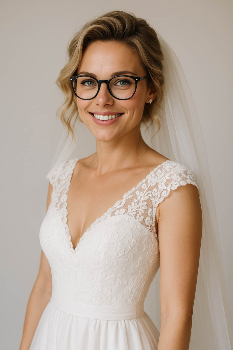 Braut mit Brille Frisur