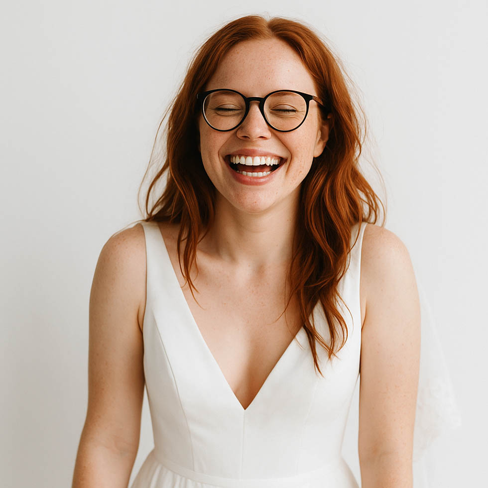 Braut mit Brille Gestell