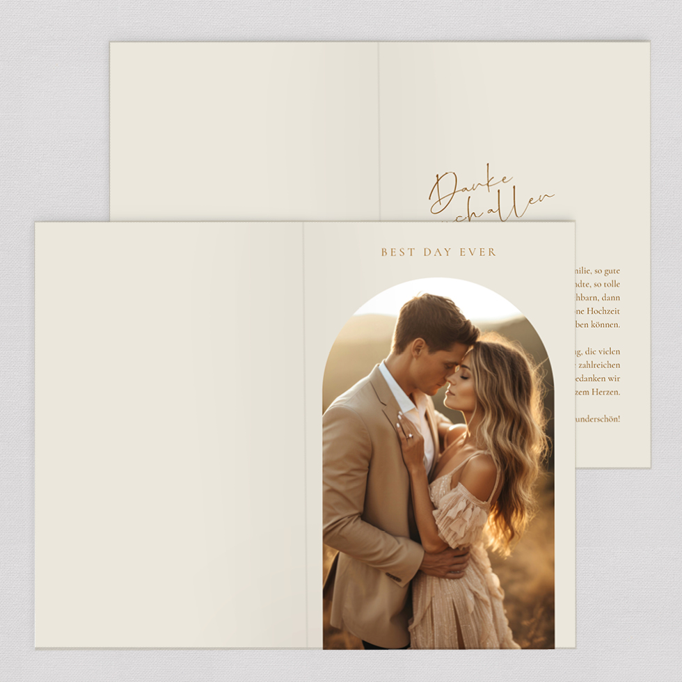 Dankeskarte Boho Beige Klappkarte Dankeskarte Hochzeit Boho elegant modern