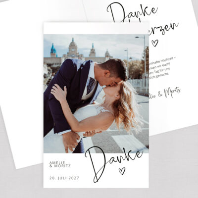 Dankeskarte Handschrift Herz Klappkarte gestalten