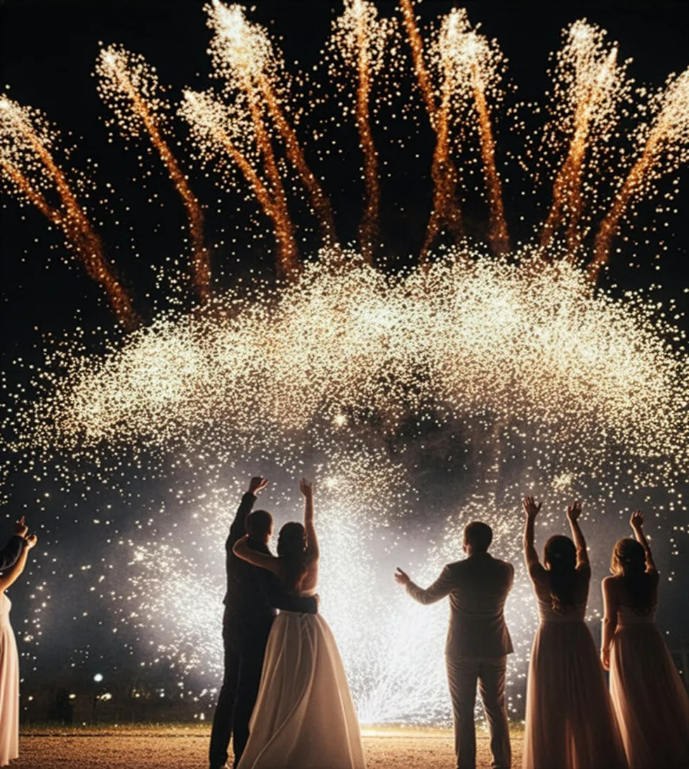 Brautpaar Feuerwerk Überraschung