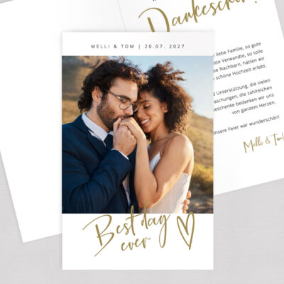 Klappkarte Hochzeit Danke Best day ever