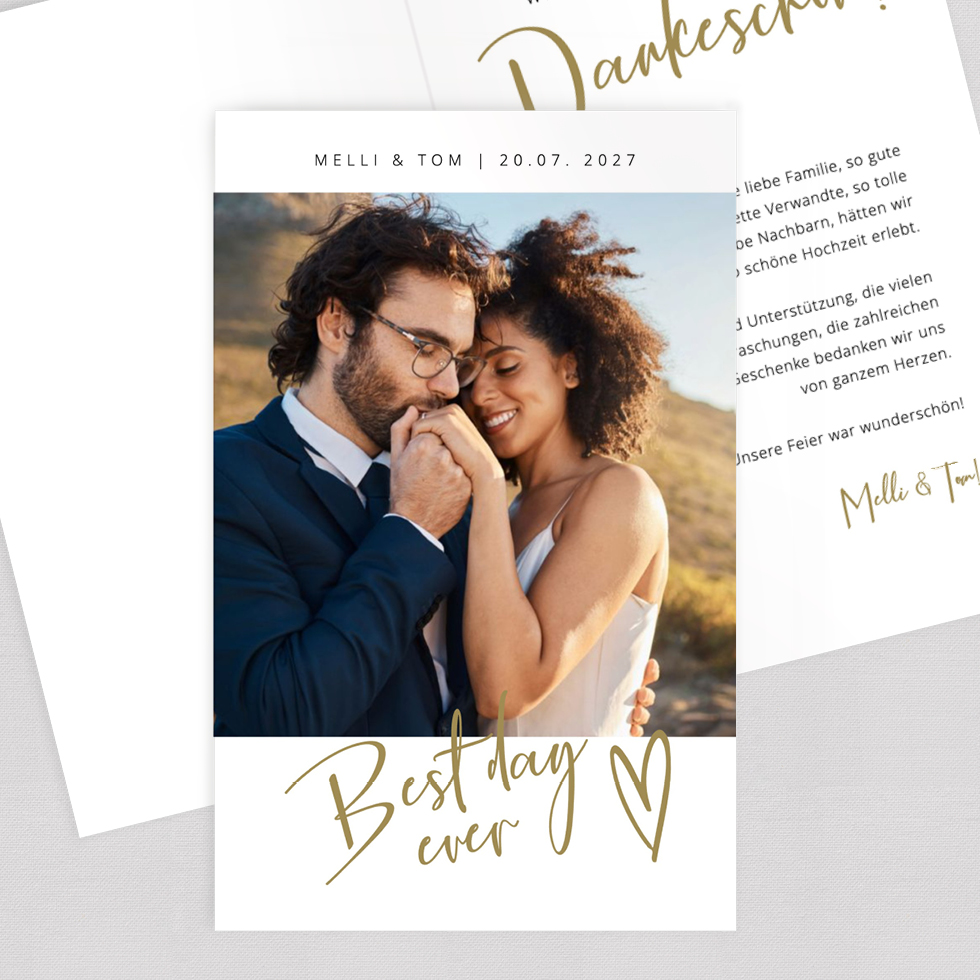 Dankeskarte Boho Lettering Klappkarte Klappkarte Hochzeit Danke Best day ever