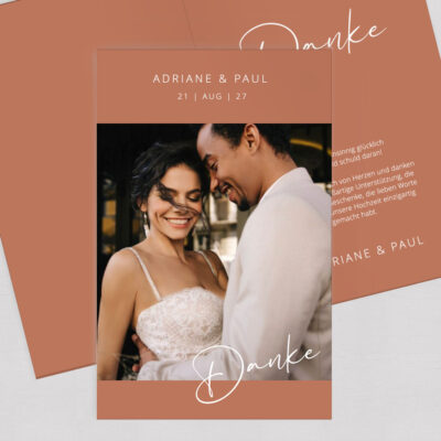 Terrakotta Dankeskarte gestalten Hochzeit