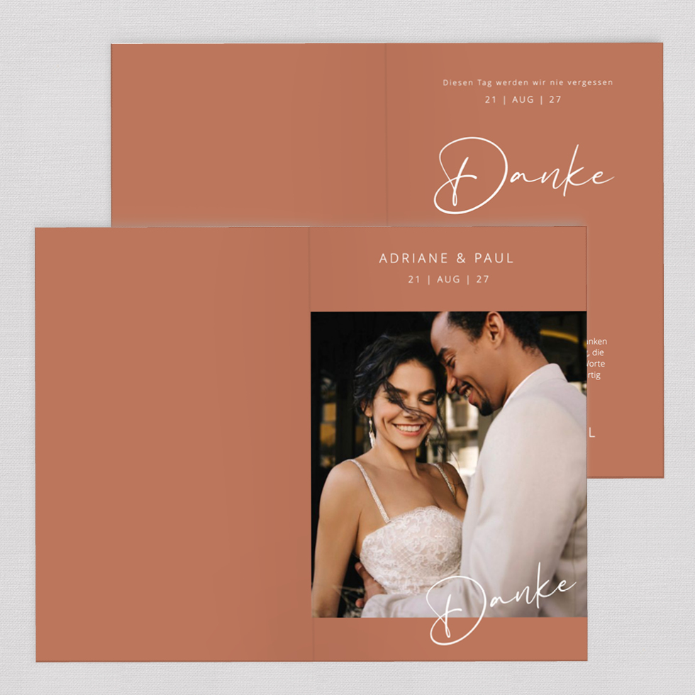 Dankeskarte Boho Terrakotta Klappkarte Terrakotta Dankeskarte gestalten Hochzeit
