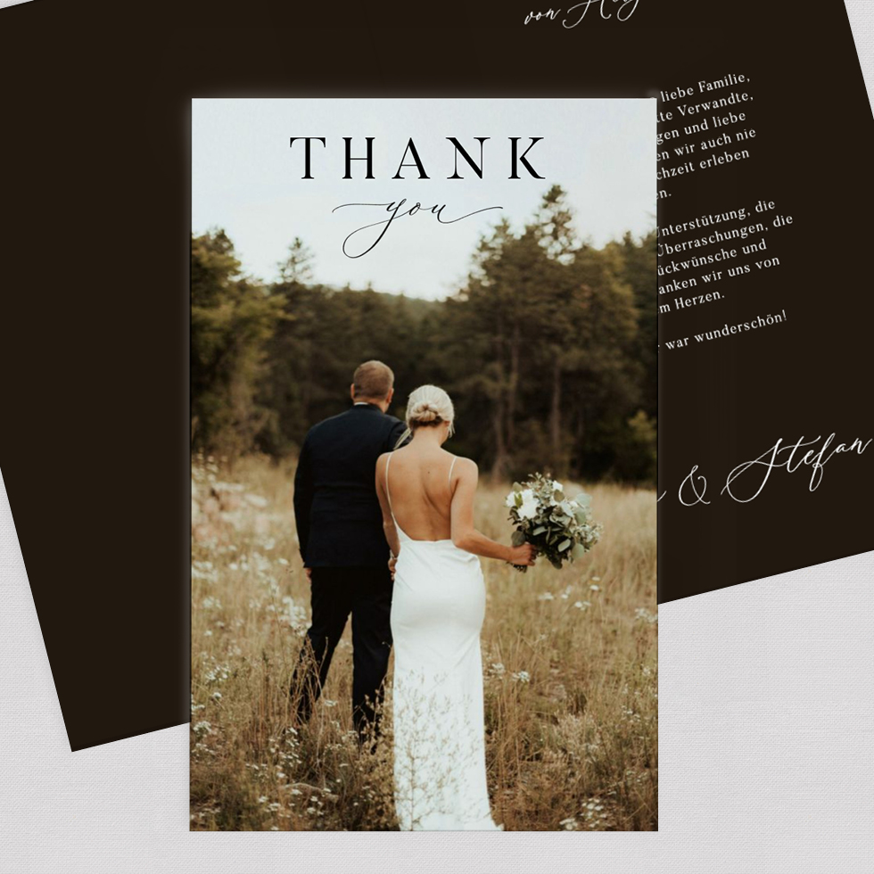 Dankeskarte Boho modern Klappkarte Klappkarte Hochzeit Danke gestalten modern