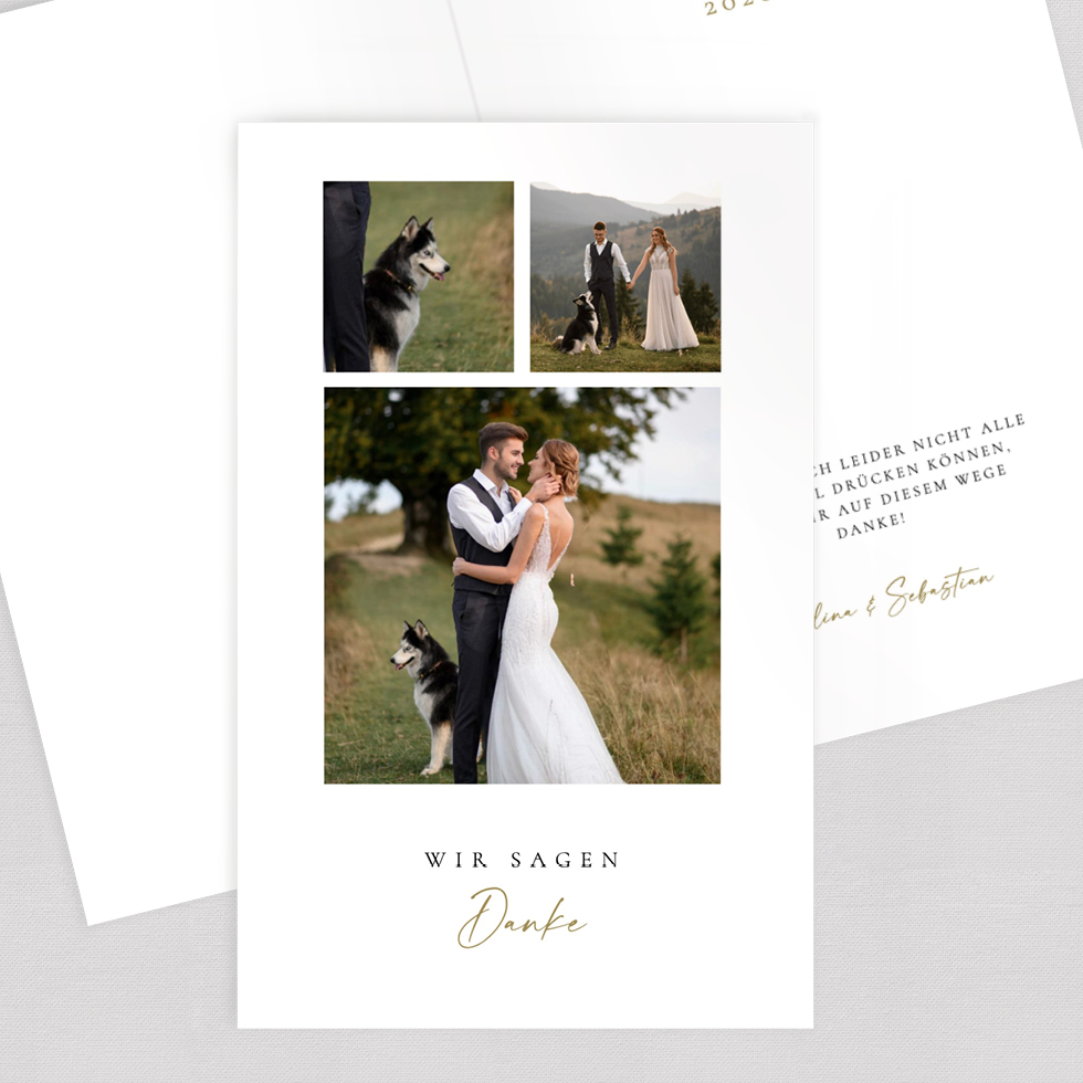 Dankeskarte Gallery Style Klappkarte Hochzeitsfotos Danke sagen Klappkarte