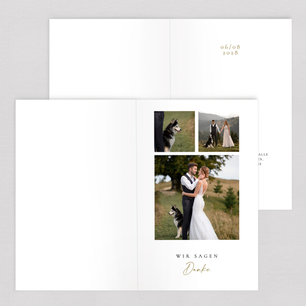 Dankeskarte Gallery Style Klappkarte Hochzeitsfotos Karte Danke sagen