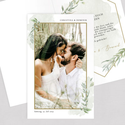 Olivenzweig Dankeskarte Hochzeit Rahmen