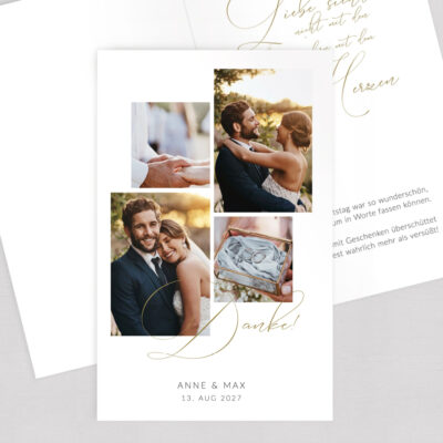 Dankeskarte 4 Fotos Hochzeit Erinnerungen Klappkarte