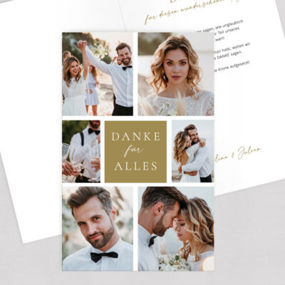 Fotocollage Dankeskarte Hochzeit gestalten