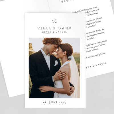 Moderne Hochzeitsdanksagung gestalten Klappkarte