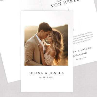 Moderne Dankeskarte Hochzeit gestalten Klappkarte