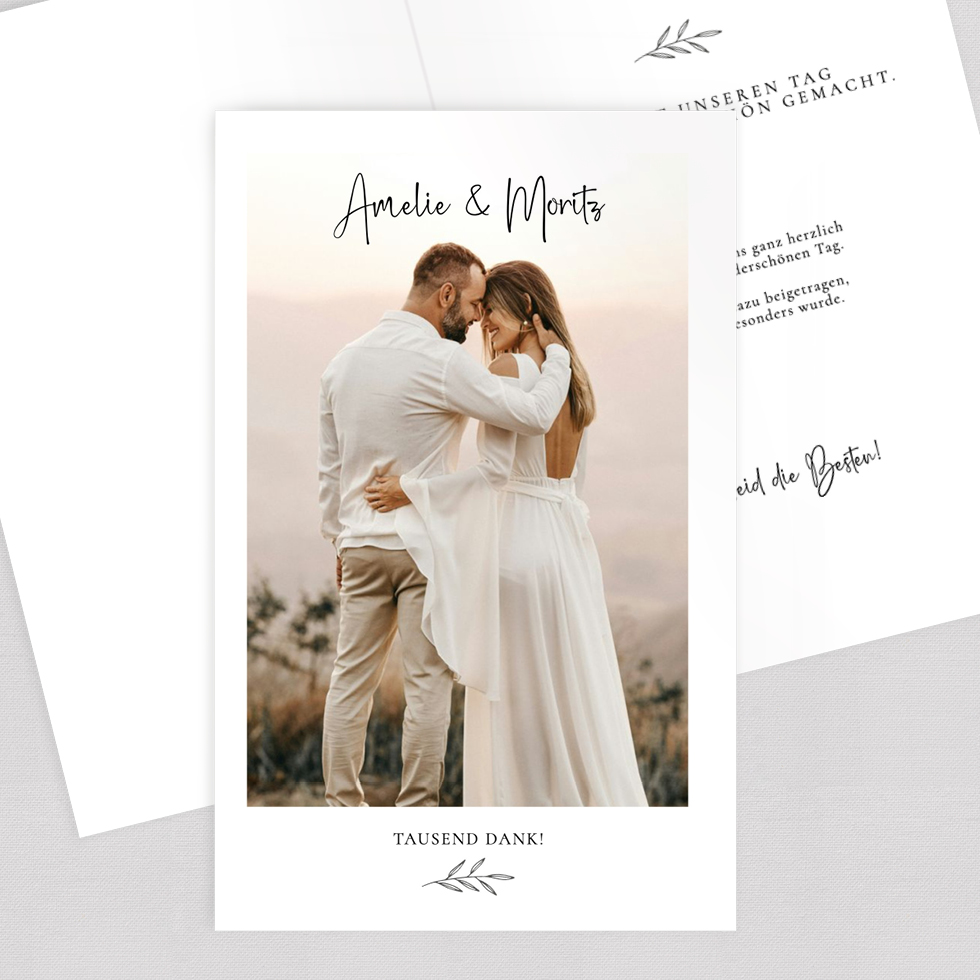 Dankeskarte Olive Klappkarte Dankeskarte Olive liebevoll gestalten Klappkarte