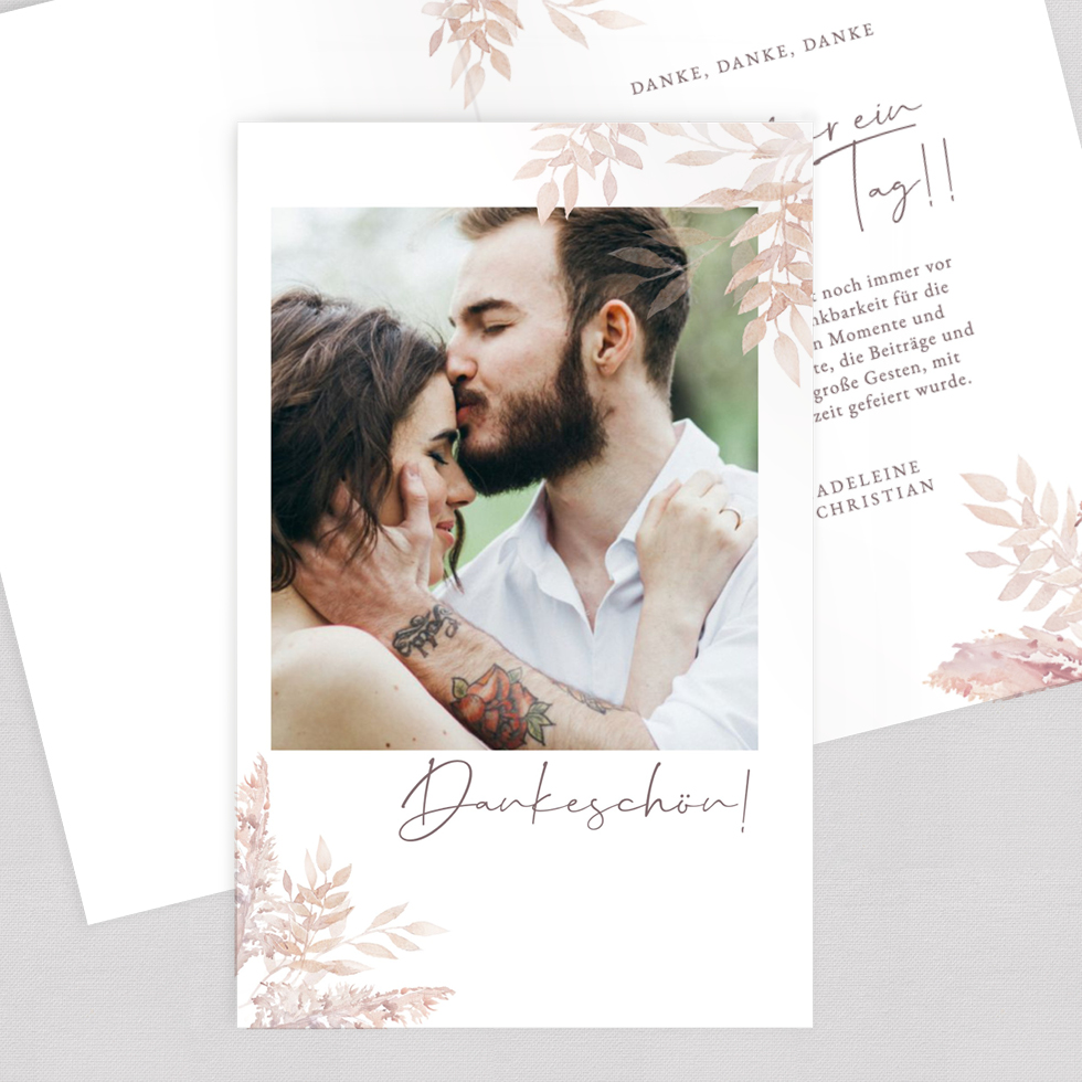 Dankeskarte “Pampas” Klappkarte Danksagung Hochzeit Pampas Klappkarte gestalten