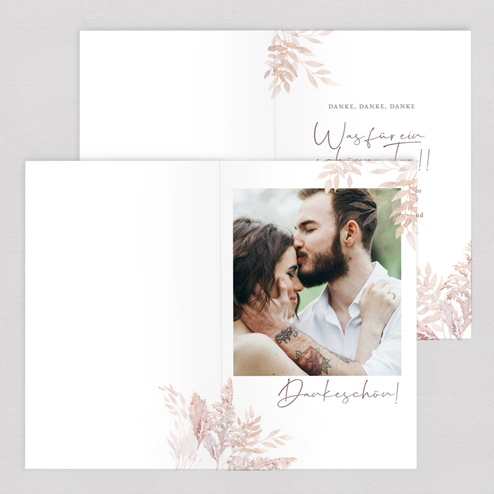 Dankeskarte “Pampas” Klappkarte Danksagung Hochzeit Pampas gestalten
