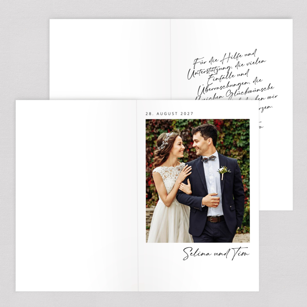 Dankeskarte persönlich Klappkarte Danksagung Klappkarte Hochzeit persönlich gestalten