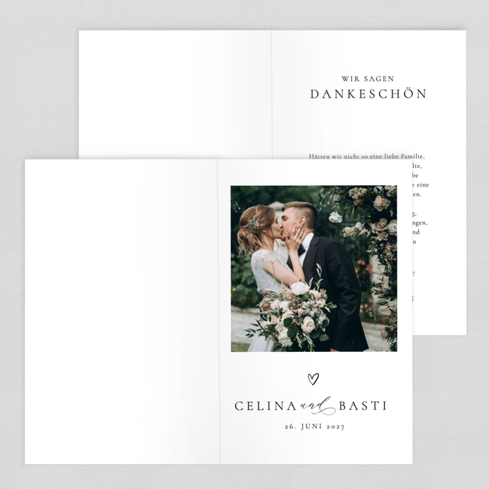 Dankeskarte Polaroid Herz Klappkarte Danksagung Klappkarte Hochzeit einfach