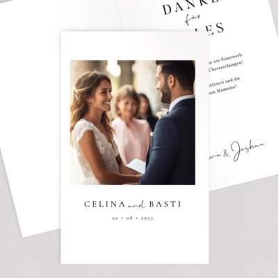 Danksagung Hochzeit Polaroid Klappkarte modern