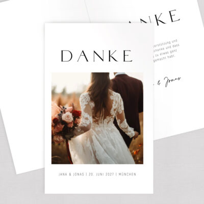 Dankeskarte Schrift puristisch elegant gestalten