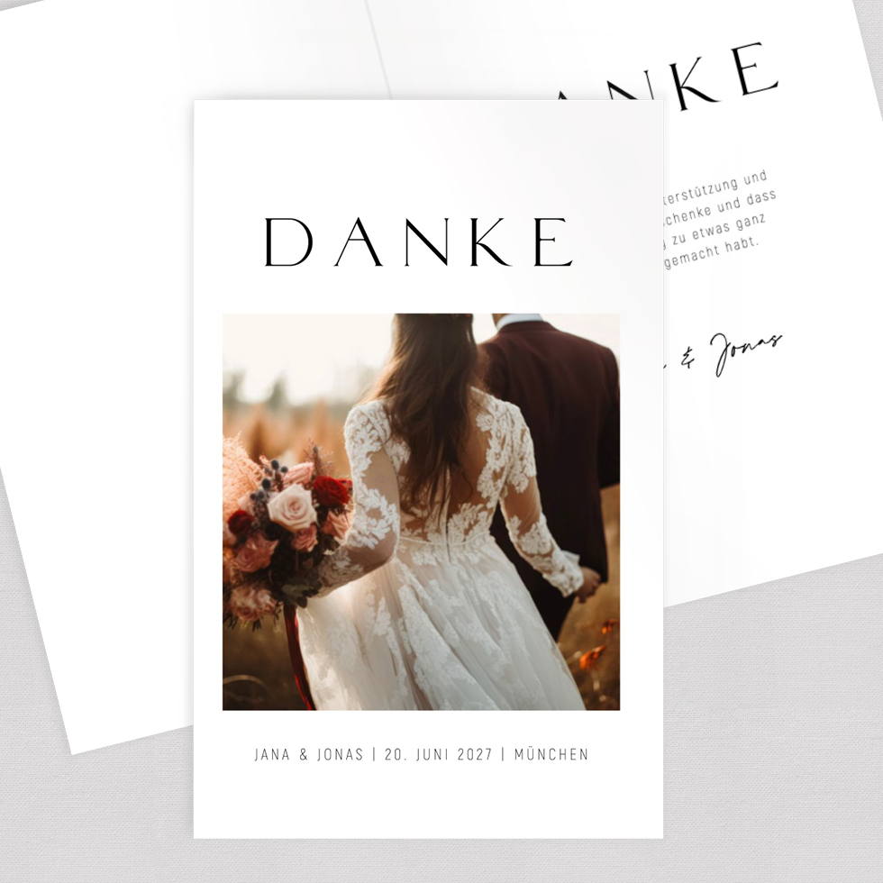 Dankeskarte Pure Liebe Klappkarte Dankeskarte Schrift puristisch elegant gestalten