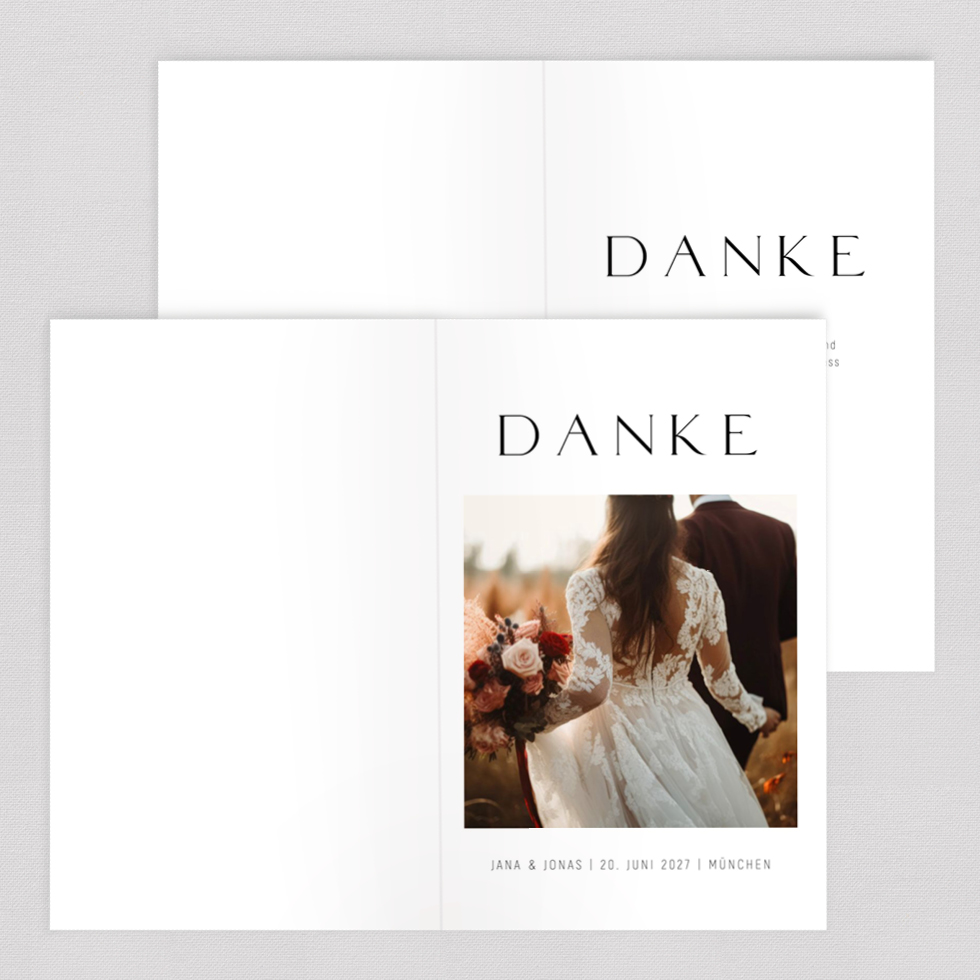 Dankeskarte Pure Liebe Klappkarte Dankeskarte Schrift puristisch gestalten