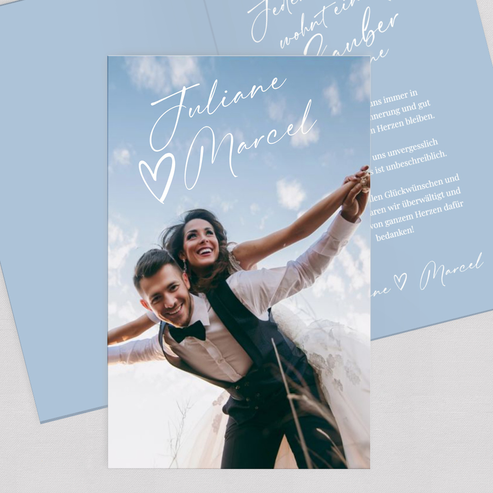 Dankeskarte Siebter Himmel Klappkarte Dankeskarte Foto Handschrift gestalten